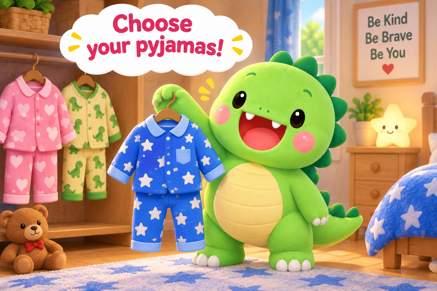Koko choosing his pyjamas